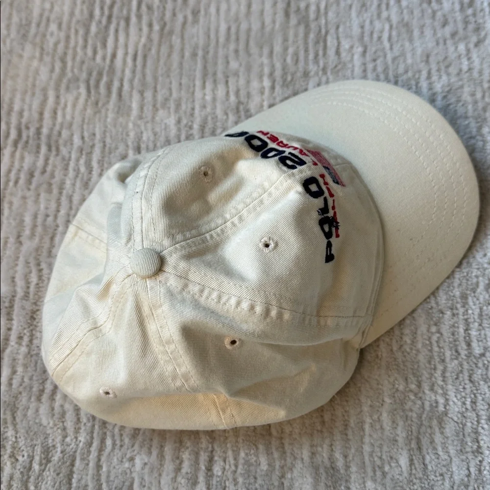 RARE Vintage Y2K Polo Sport Ralph Lauren. Polo 2000 White Ivory Hat 100% Cotton